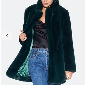 Apparis Dark Green Faux Fur Coat